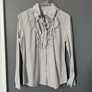 Banana Republic Plaid Ruffle Button-Down